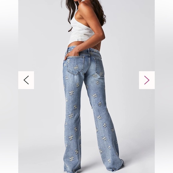 Free People Blue Floral Flare Jeans - Picture 3 of 16